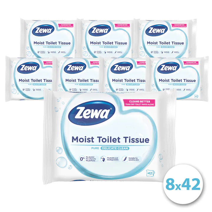 Zewa Pure nedves toalettpapír, 8x42 db